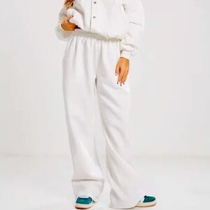 Women’s brand new with tag white wide leg(ish) sweatpants